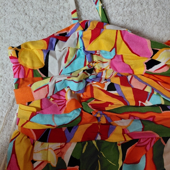 Tropical free assembly maximallist spaghetti strap Print Maxi Dress Sz 12-14 - Picture 8 of 9